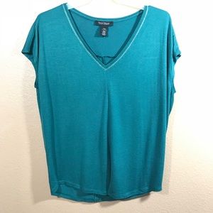 WHBM Green V Neck Top